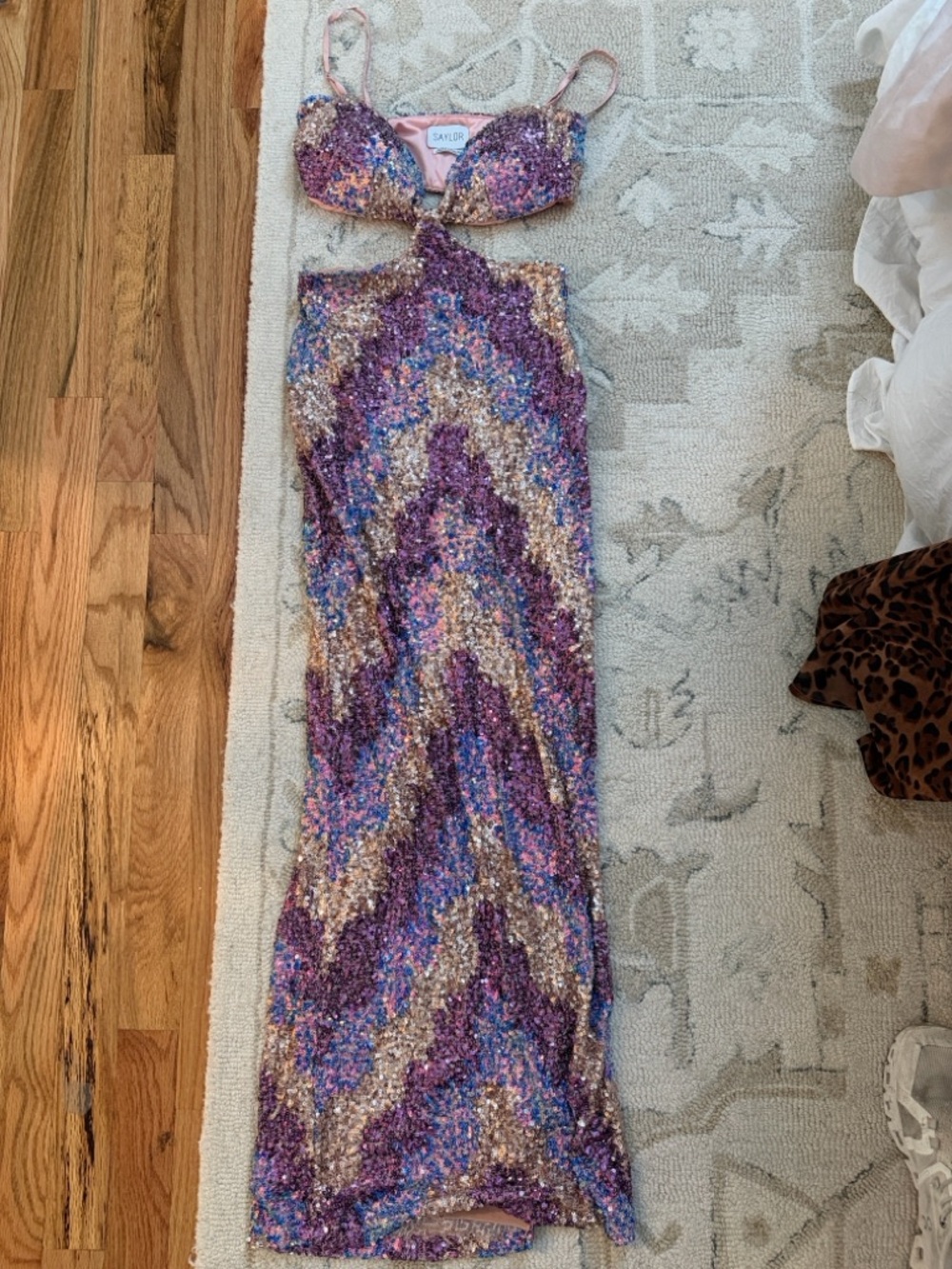 SAYLOR Sequin Two-Piece Dress in Purple, Pink & Gold